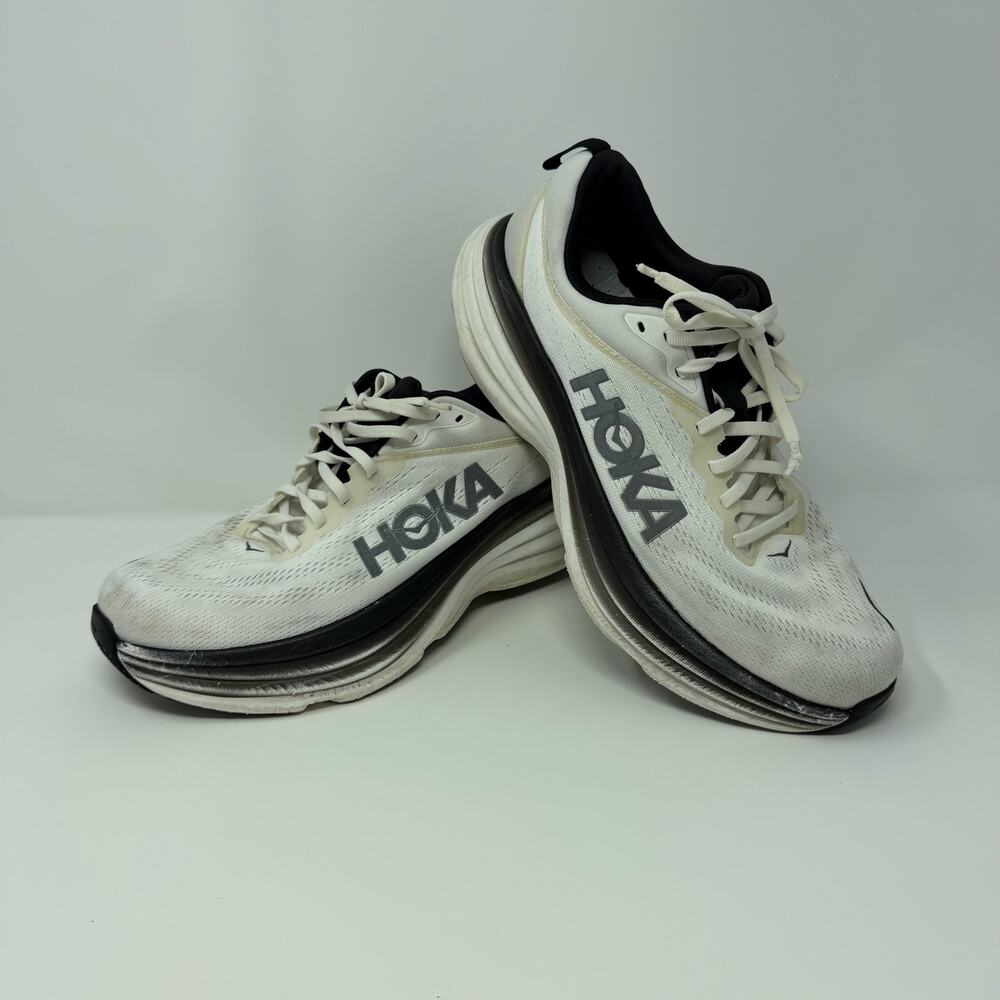 HOKA Bondi 8 Running Shoes Men’s 10.5 White Black